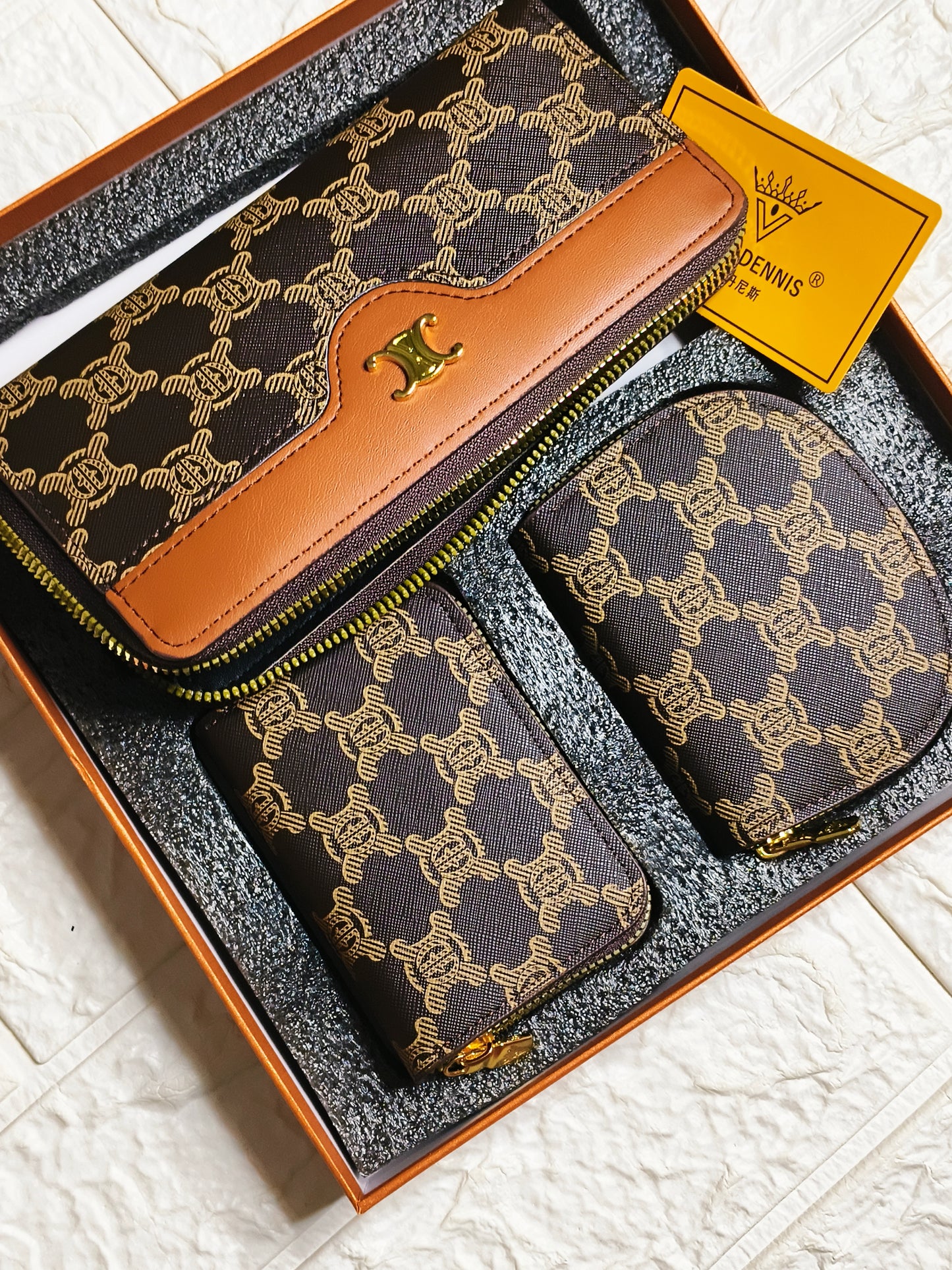 Louie Denn 3-in-1 Luxury Monogram Wallet Set