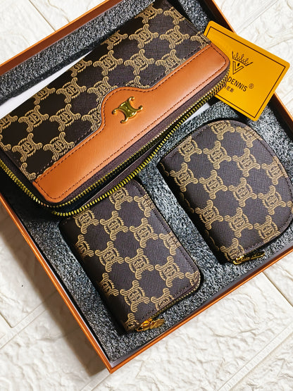 Louie Denn 3-in-1 Luxury Monogram Wallet Set