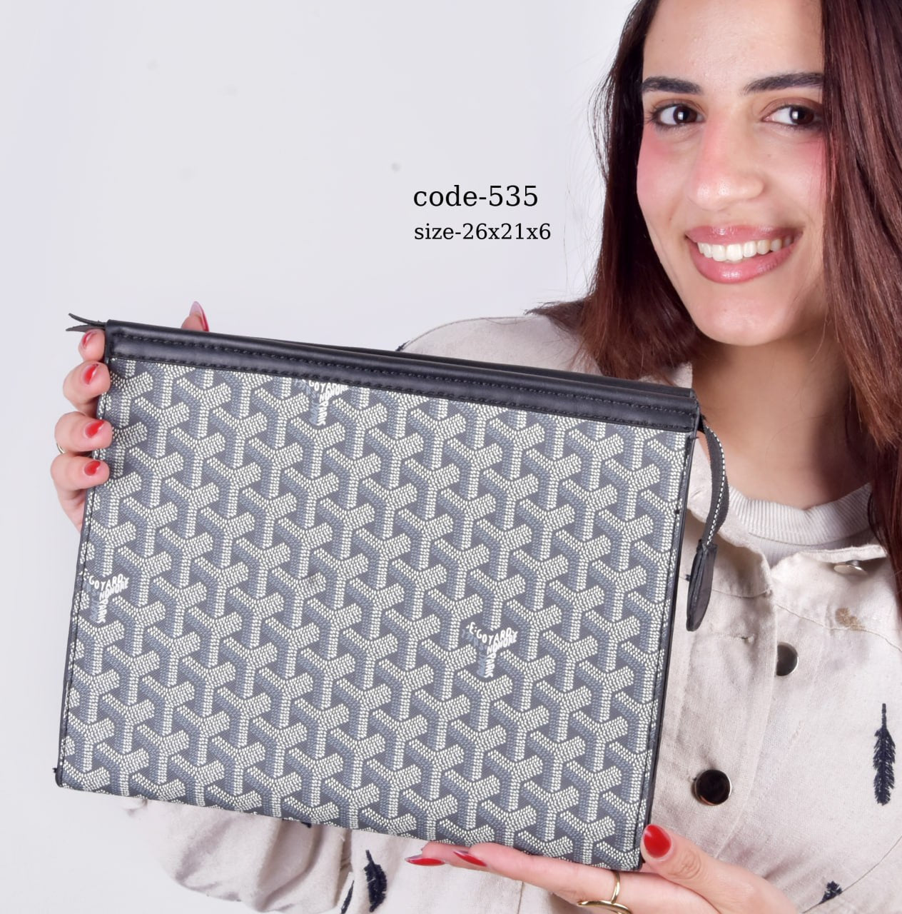 Goyard-Style Patterned Multi-Functional Pouch unisex