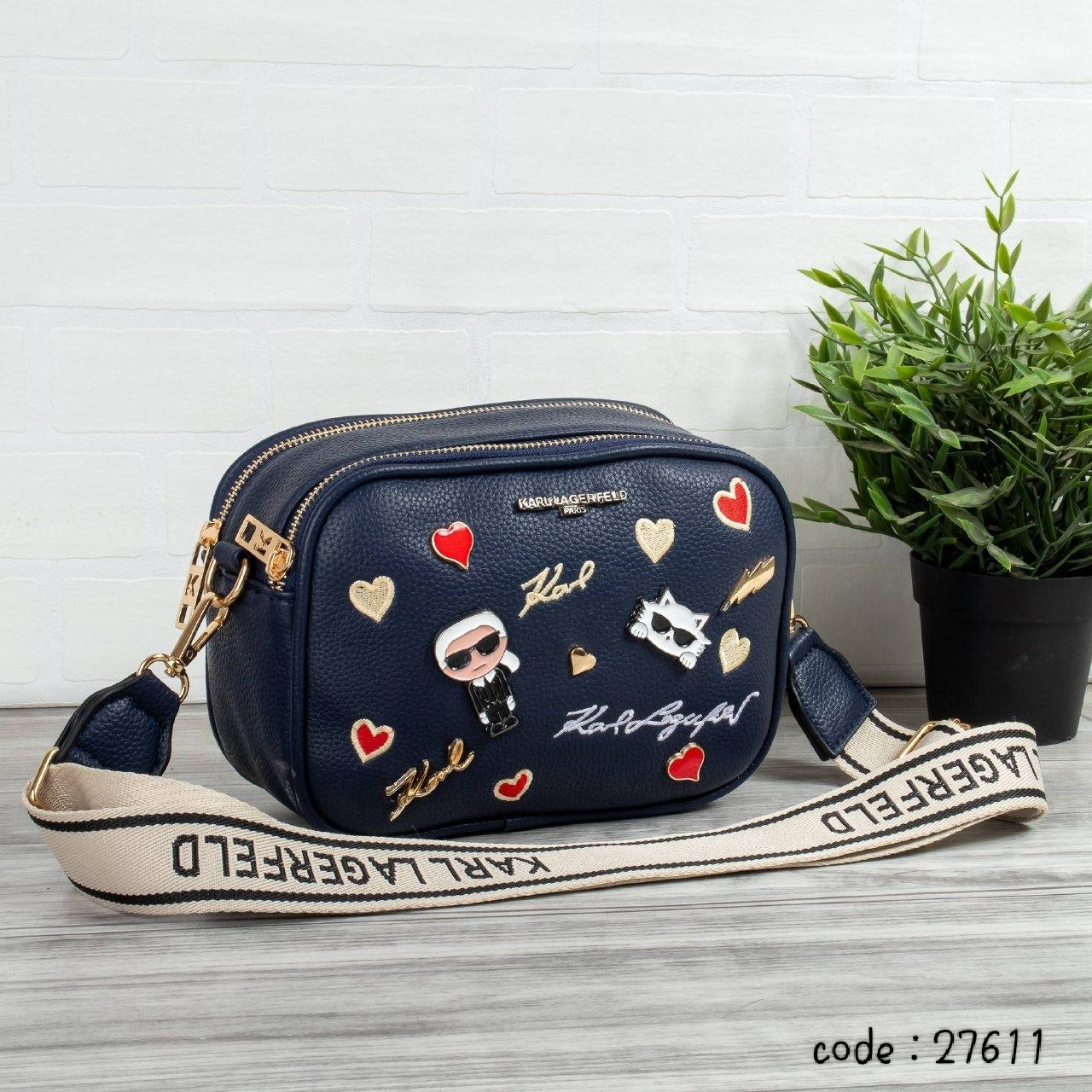 Karl Lagerfeld Inspired Icon Patch Crossbody Bag