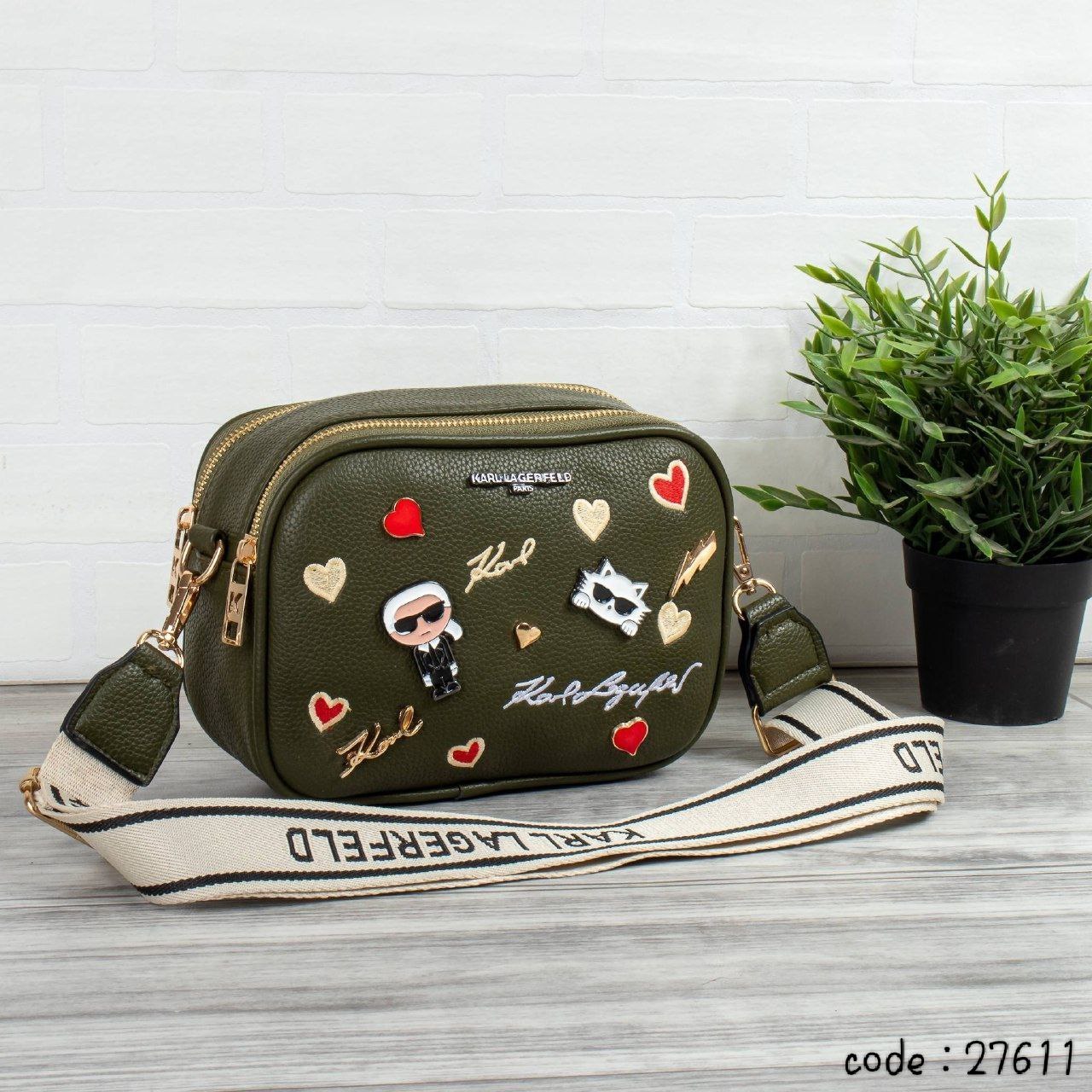 Karl Lagerfeld Inspired Icon Patch Crossbody Bag