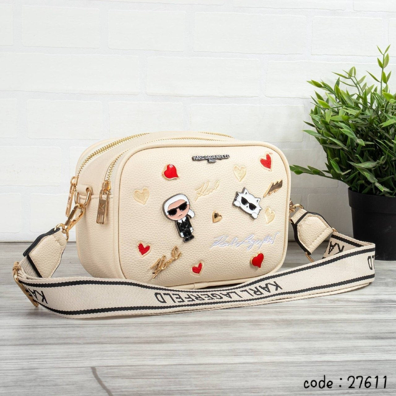 Karl Lagerfeld Inspired Icon Patch Crossbody Bag