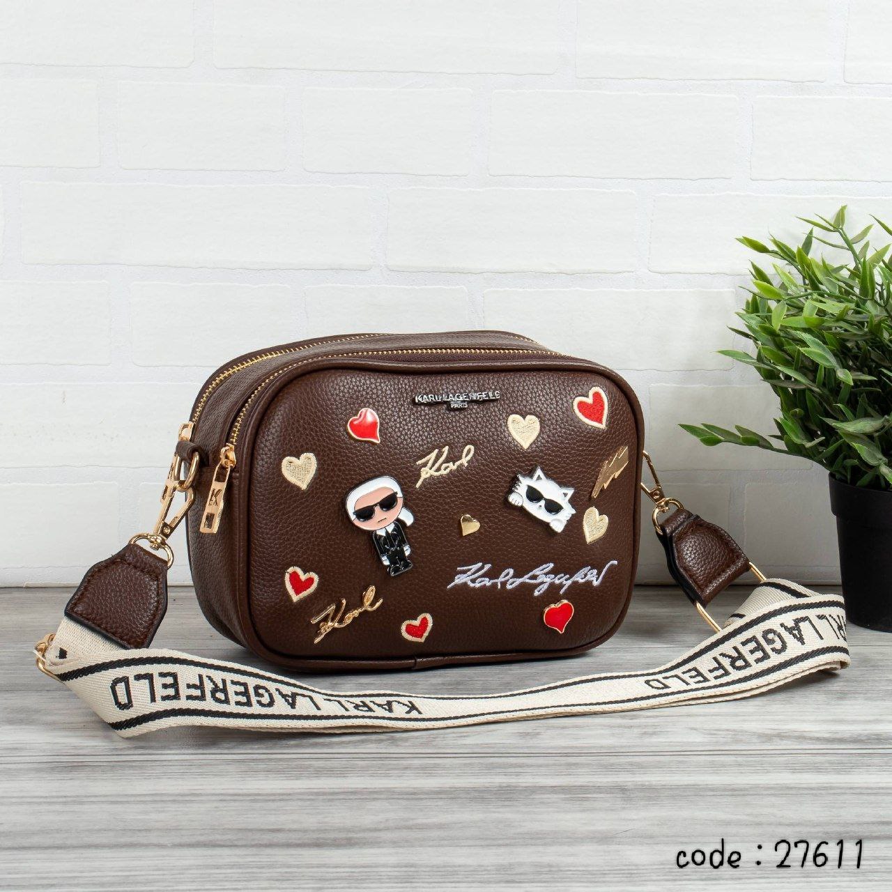 Karl Lagerfeld Inspired Icon Patch Crossbody Bag