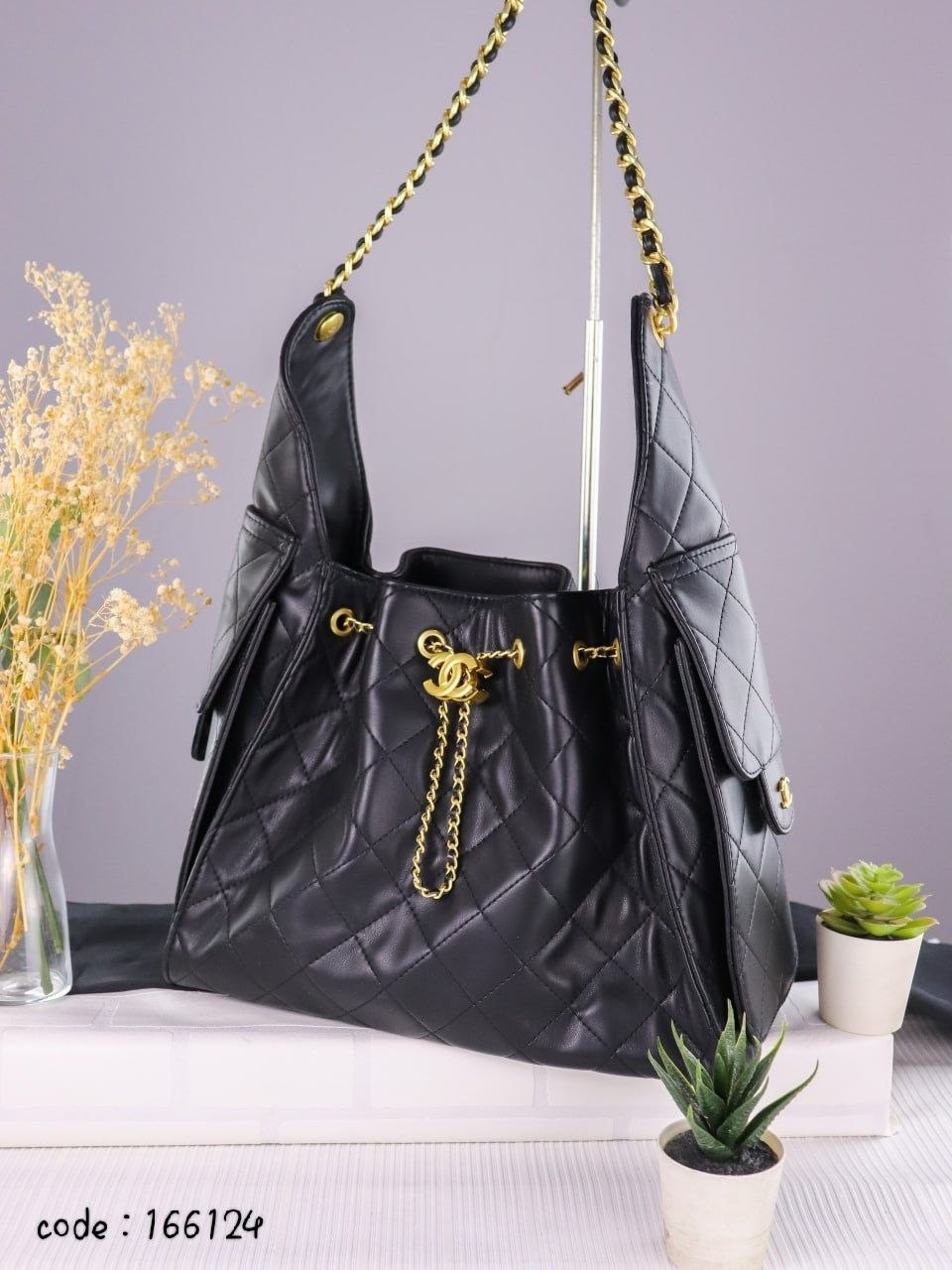 Chanel Large Quilted Lambskin Hobo/Bucket Bag