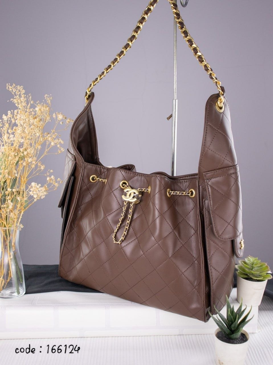 Chanel Large Quilted Lambskin Hobo/Bucket Bag