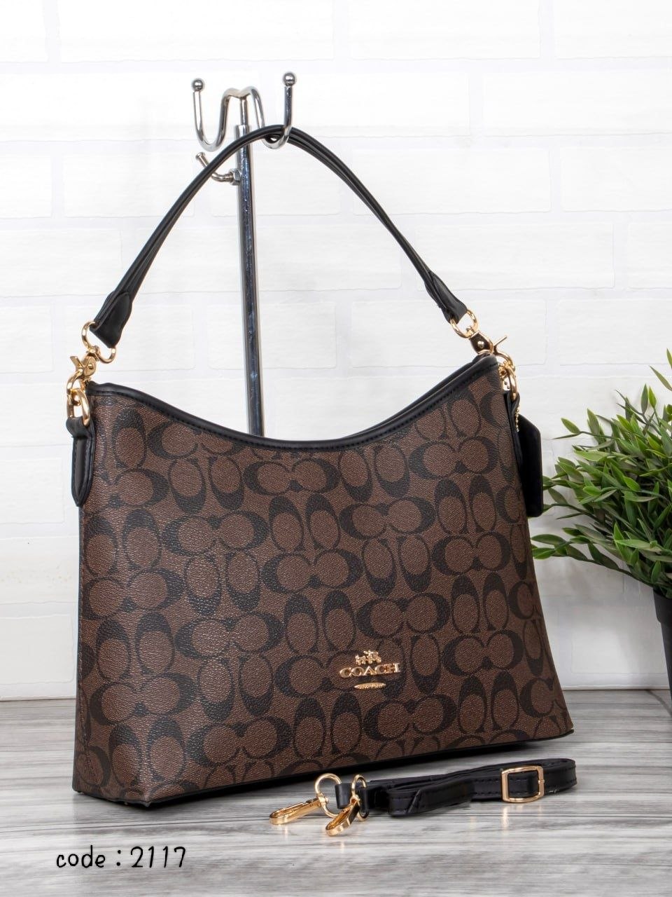 Coach Signature Monogram & Leopard Print Shoulder Bag