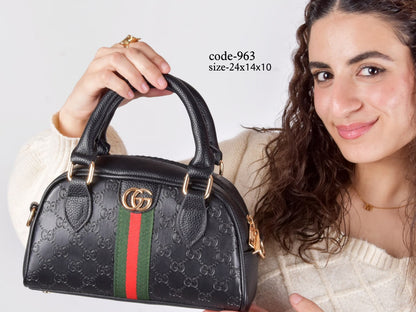 Gucci Inspired Top-Handle Bowling Crossbody Bag