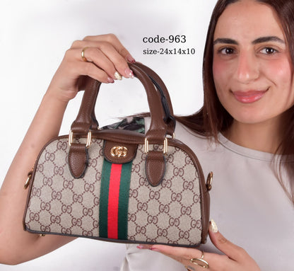 Gucci Inspired Top-Handle Bowling Crossbody Bag