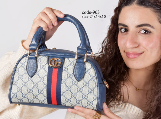 Gucci Inspired Top-Handle Bowling Crossbody Bag