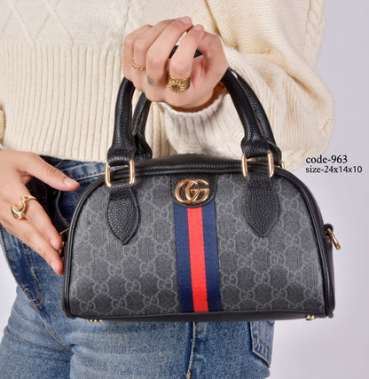 Gucci Inspired Top-Handle Bowling Crossbody Bag