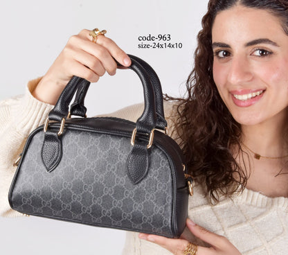 Gucci Inspired Top-Handle Bowling Crossbody Bag