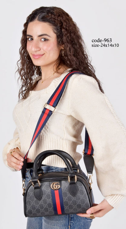 Gucci Inspired Top-Handle Bowling Crossbody Bag