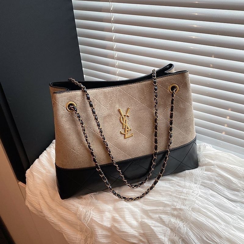 Monogram Suede and Leather Quilted Tote