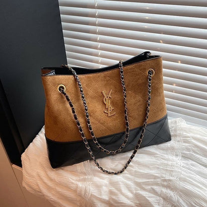 Monogram Suede and Leather Quilted Tote