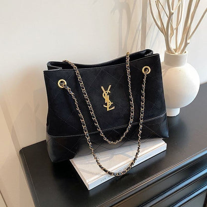 Monogram Suede and Leather Quilted Tote