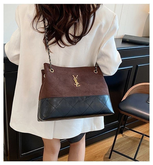 Monogram Suede and Leather Quilted Tote